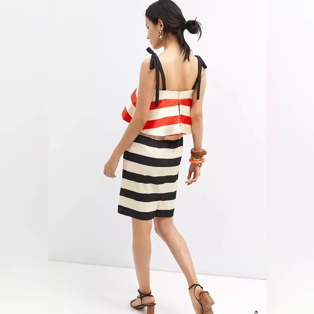 ANTHROPOLOGIE x Mare Dress Tie Shoulder Striped Dress Size LP • NEW WITH TAGS